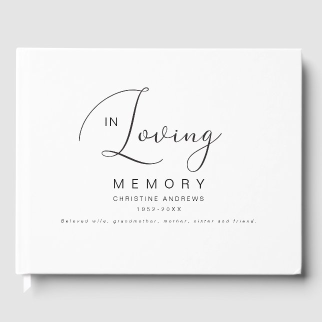 Minimalist In Loving Memory Funeral Guest Book (Front)