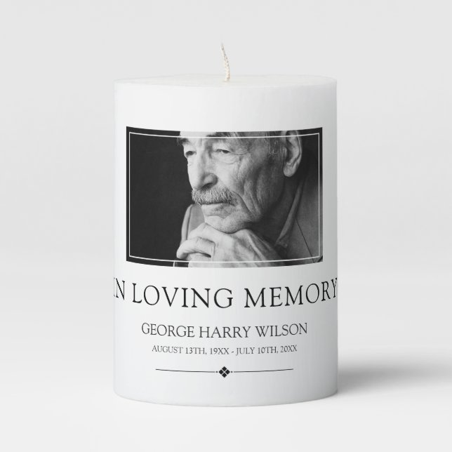 Minimalist In Loving Memory - Photo Pillar Candle (Front)