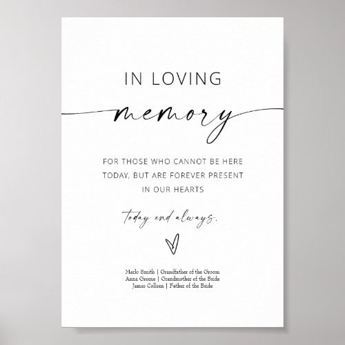 Minimalist In Loving Memory Sign for Wedding