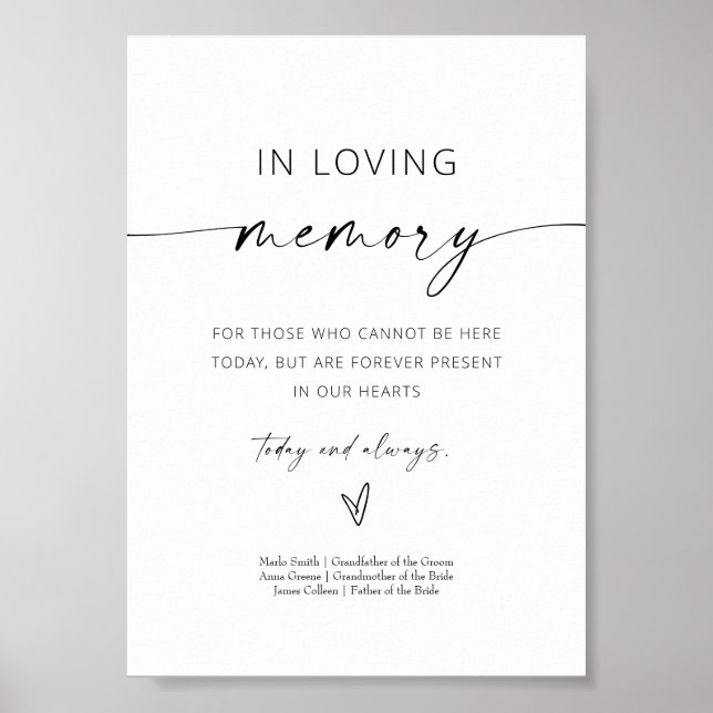 Minimalist In Loving Memory Sign for Wedding (Front)