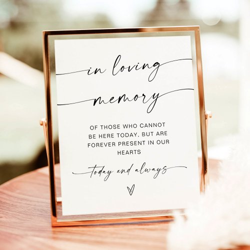 Minimalist In Loving Memory Sign  Wedding Sign