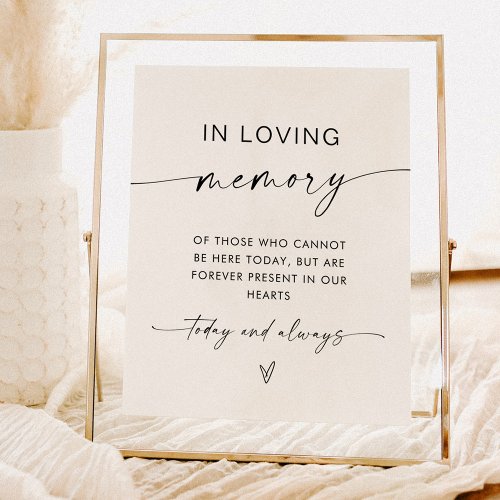 Minimalist In Loving Memory Sign  Wedding Sign