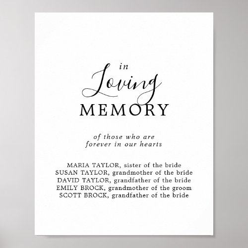 Minimalist In Loving Memory Wedding Memorial Sign