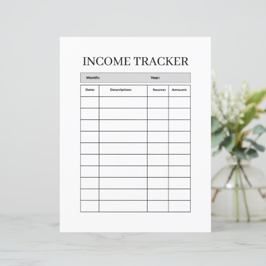 Minimalist Income Tracker FLYER (Standing Front)