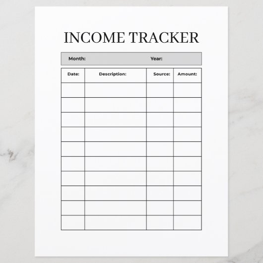 Minimalist Income Tracker FLYER (Front)