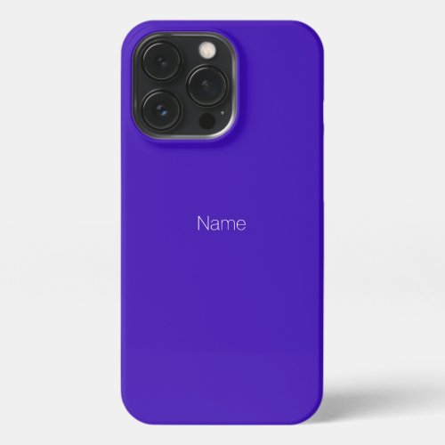 Minimalist indigo blue custom name monogram solid iPhone 13 pro case