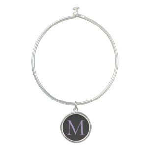 Minimalist Initial Letter Monogram Modern Bangle Bracelet