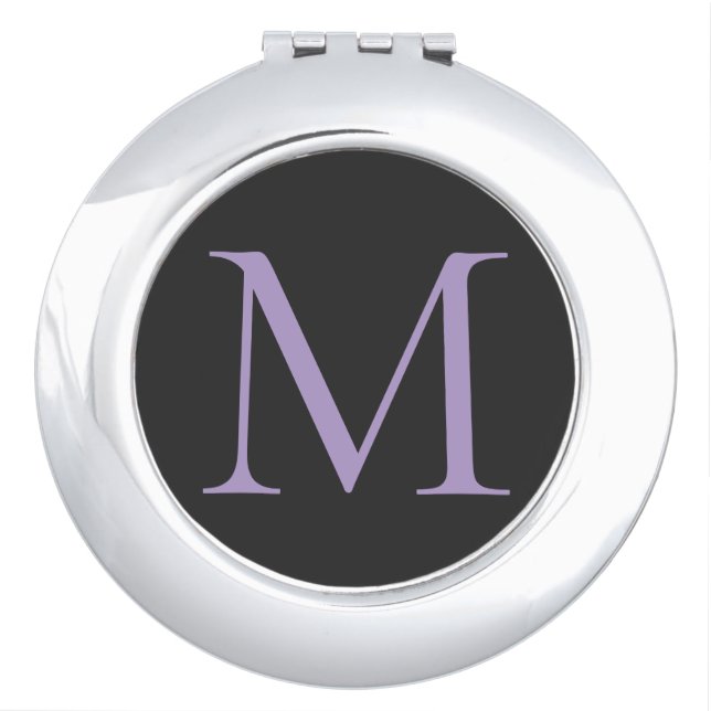 Minimalist Initial Letter Monogram Modern Compact Mirror (Front)