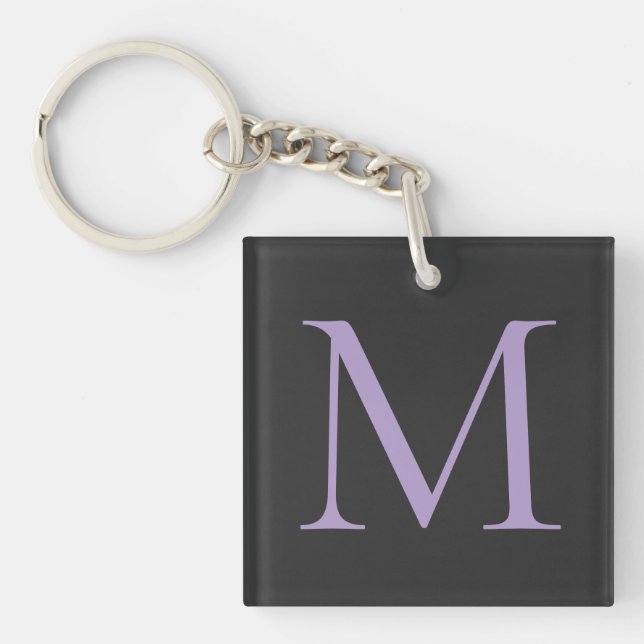Minimalist Initial Letter Monogram Modern Keychain (Front)
