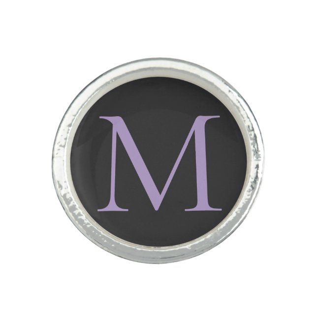 Minimalist Initial Letter Monogram Modern Ring (Front)