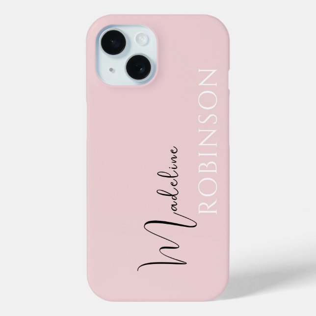 Minimalist Initial Modern Monogram Blush Pink Case-Mate iPhone Case (Back)