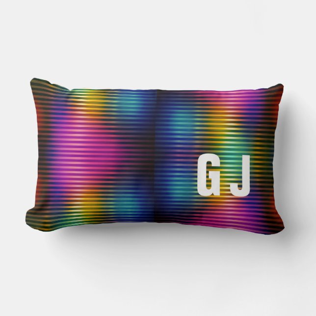 Minimalist Initialized Colorful Design Lumbar Pillow (Front)