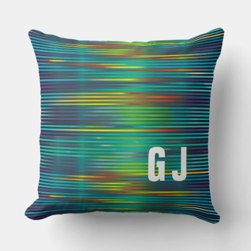 Minimalist Initialized Colorful Design Throw Pillow