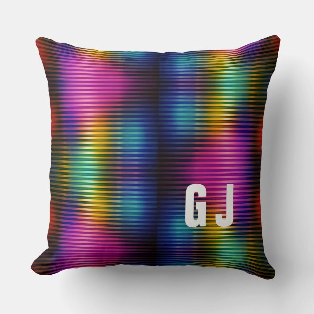 Minimalist Initialized Colorful Design Throw Pillow (Front)