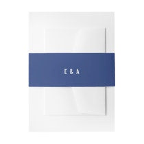 Minimalist Initials Blue Invitation Belly Band