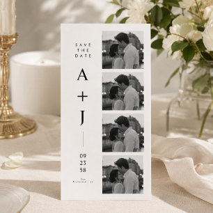 Minimalist Initials Photo Strip Save the Date Card