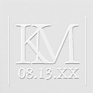 Minimalist Initials Wedding Date ID881 Embosser