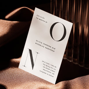 Minimalist Initials Wedding Modern Details & QR Invitation