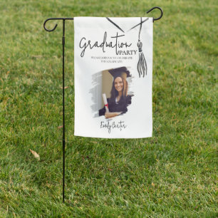 Minimalist Ink Calligraphy Graduation Garden Flag
