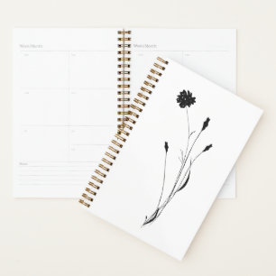 Minimalist Ink Floral Black and White Botanical Planner