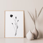 Minimalist Ink Flower Abstract Floral Art In Black Poster at Zazzle