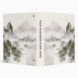 Minimalist Ink Misty Zen Mountain Landscape 3 Ring Binder