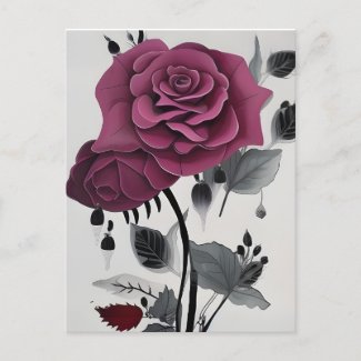 Minimalist Ink Rose Abstract Floral Design