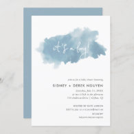 Minimalist Ink Wash It's a Boy Baby Shower Invitat Invitation