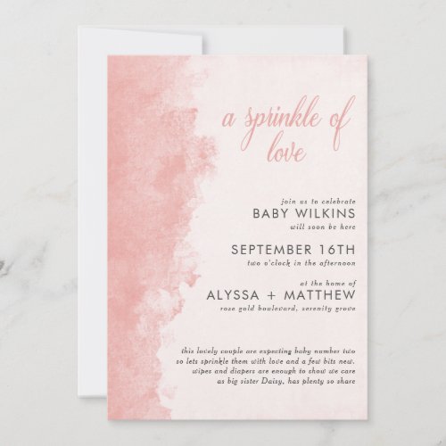 Minimalist Ink Wash Texture Girl Baby Sprinkle Invitation