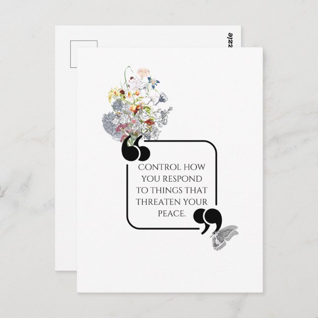 Minimalist Inner PEACE Illustrated quote Postcard (Front/Back)