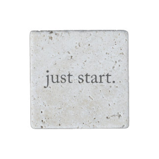 Minimalist Inspirational Quote Just Start Stone Magnet