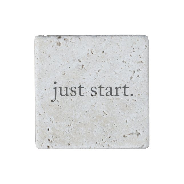 Minimalist Inspirational Quote Just Start Stone Magnet (Front)