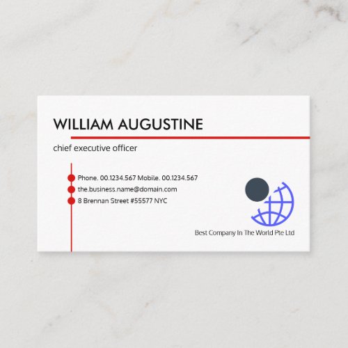 Minimalist Intercepting Red Lines Owner CEO Business Card