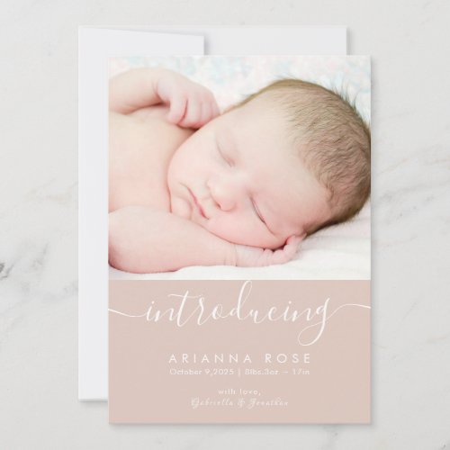 Minimalist Introducing Baby Photo Birth  Announcement