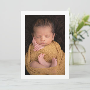 Minimalist Introducing Baby Portrait Photo Birth  Announcement