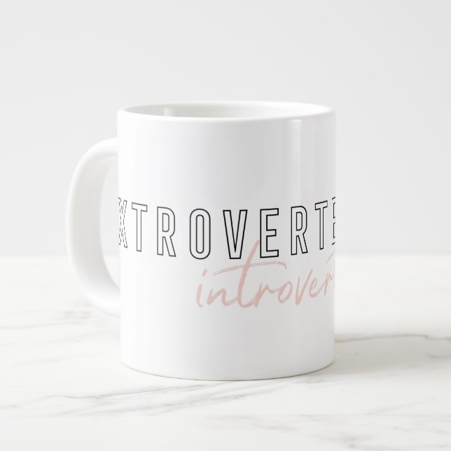 Minimalist Introvert Quote Cute Modern Typography Giant Coffee Mug (Front Left)