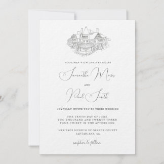 Minimalist Invitation with Sketch of the Venue