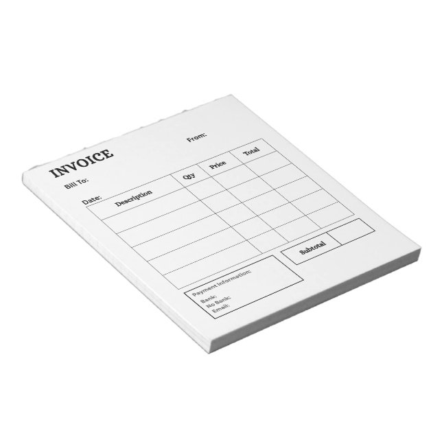 Minimalist Invoice  Notepad (Angled)