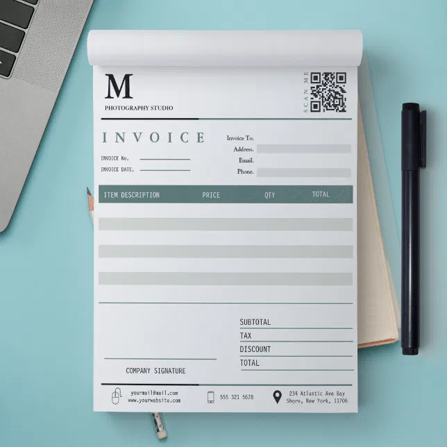 Minimalist Invoice Sales Receipt Small Business Notepad | Zazzle