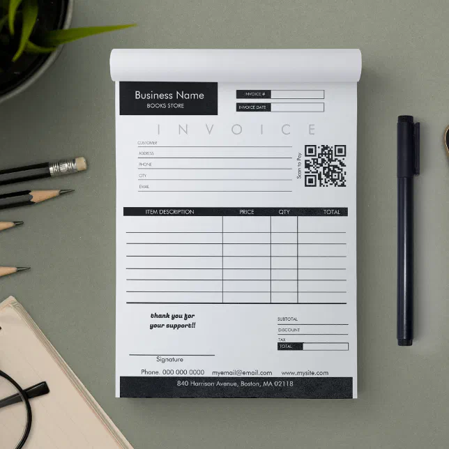 Minimalist Invoice Sales Receipt Small Business Notepad | Zazzle