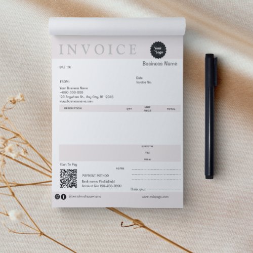 Minimalist Invoice Sales Receipt Small Business Notepad