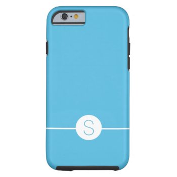 Minimalist Ios 8 Style - Plain Blue White Monogram Tough Iphone 6 Case by CityHunter at Zazzle