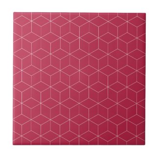 Minimalist Isometric Magenta Pattern Ceramic Tile