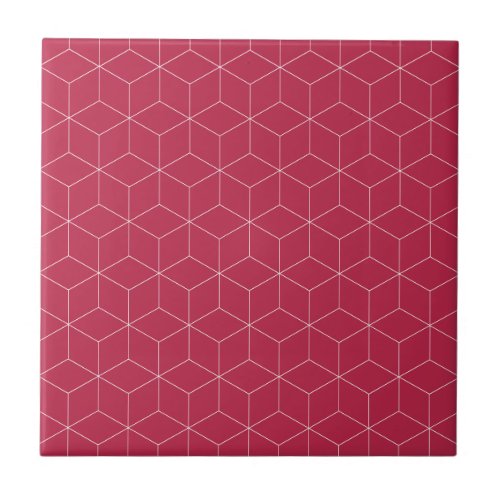 Minimalist Isometric Magenta Pattern Ceramic Tile