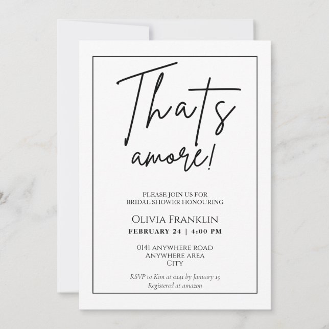 Minimalist Italian bridal shower Invitation (Front)