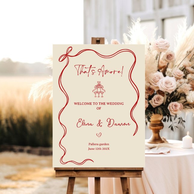 Minimalist Italian Thats Amore Wedding Welcome Foam Board (Creator Uploaded)
