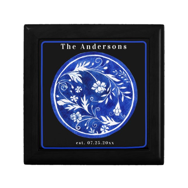 Minimalist Italian Tile Family Name and Year  Gift Box (Front)