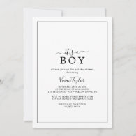 Minimalist It's A Boy Baby Shower Invitation