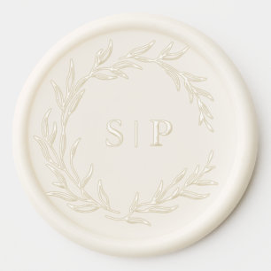 Minimalist Ivory and White Modern Wedding Initials Wax Seal Sticker
