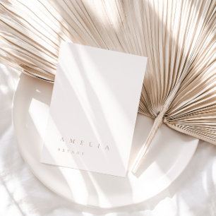 Minimalist Ivory & Beige Guest Name Place Card
